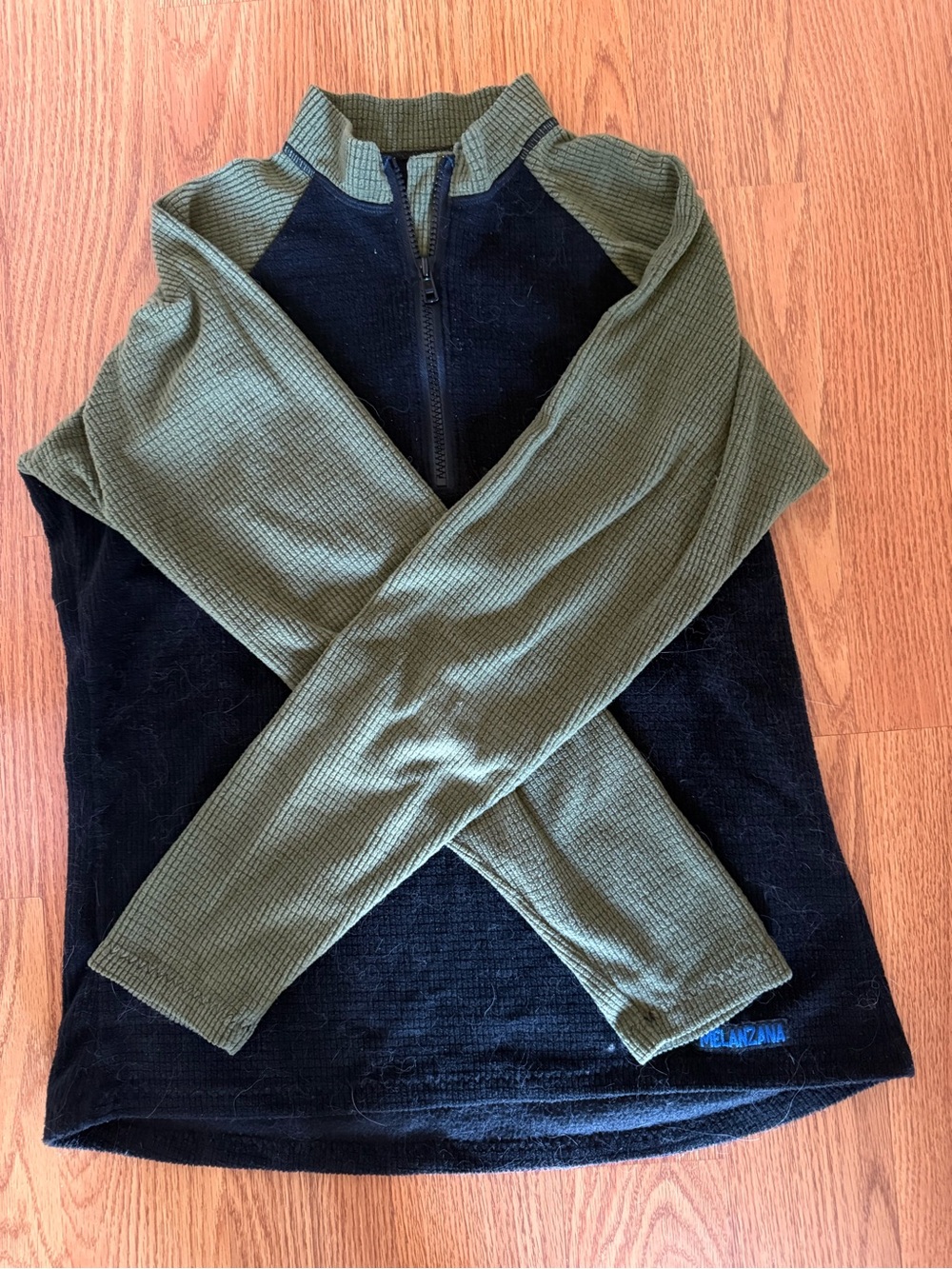 Melanzana Olive & Black Half-Zip Waffle Knit Pullover